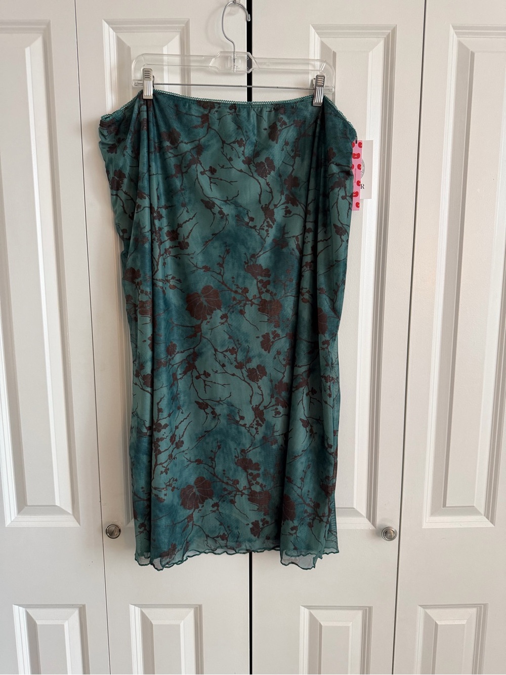 Cider A-Line Floral Midi Skirt in Teal and Brown